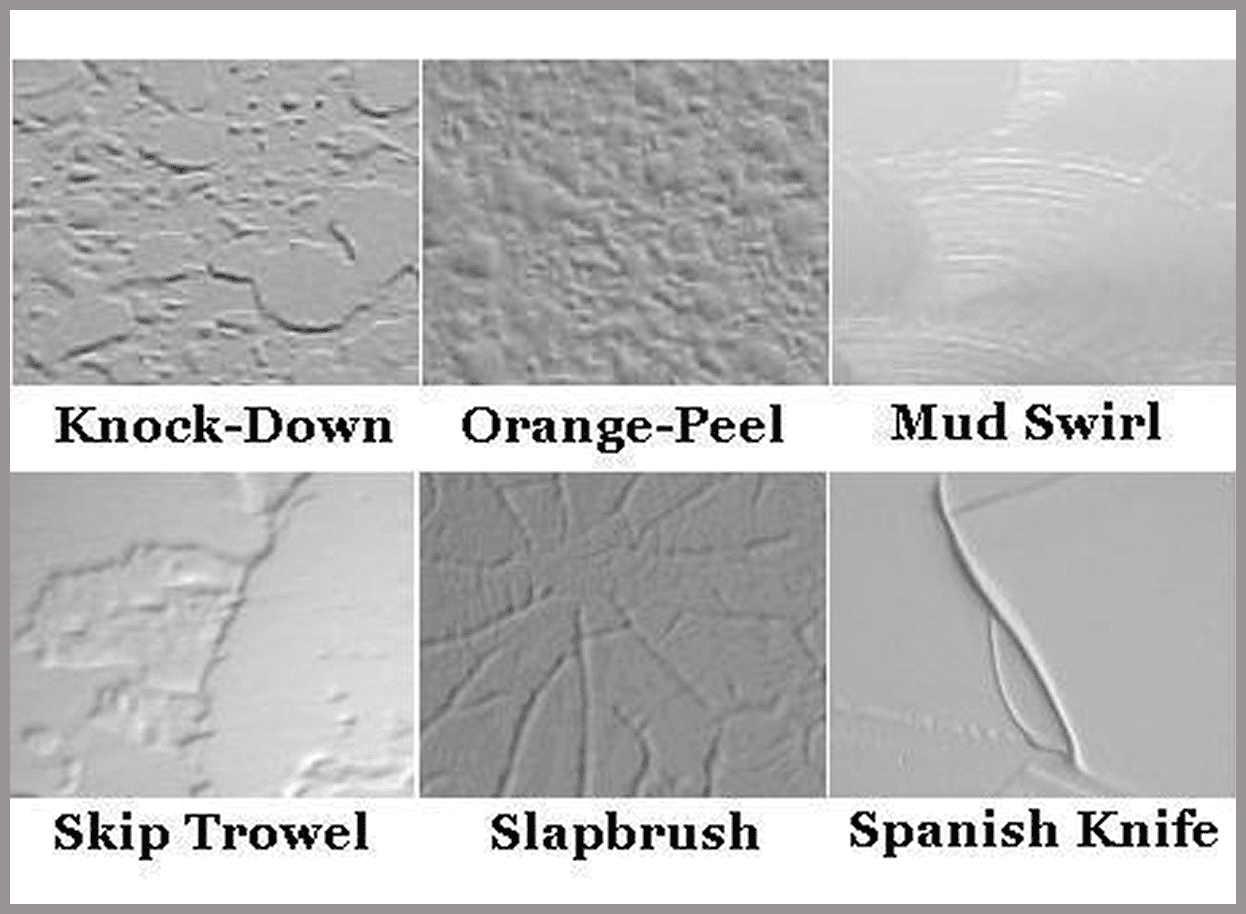 Six wall texture styles: Knock-Down, Orange-Peel.